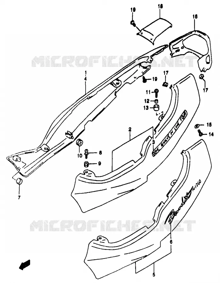 CARENAGES ARRIERE  (GSF1200W/SW) Suzuki MOTO 1200 BANDIT 2000  GSF1200Y(T/V/W/X/Y)