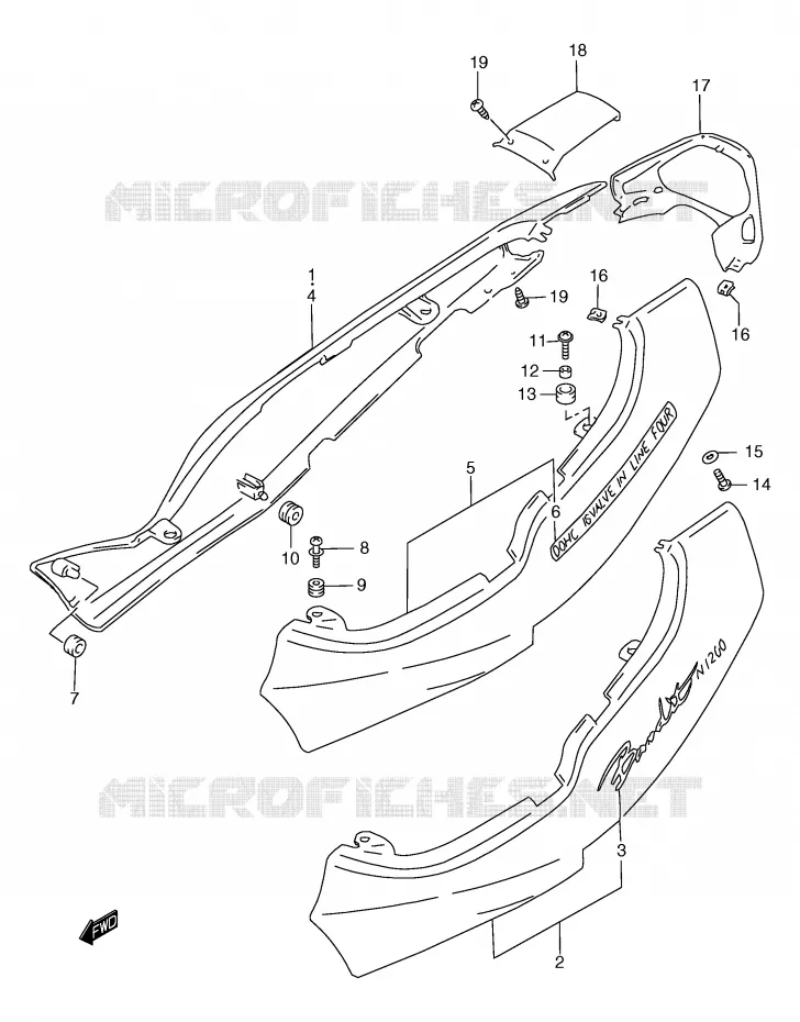 CARENAGES ARRIERE  (GSF1200X/SX) Suzuki MOTO 1200 BANDIT 1996  GSF1200ST(E2)