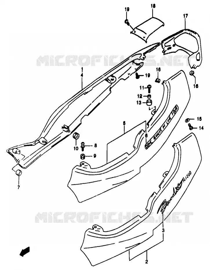 CARENAGES ARRIERE  (GSF1200X/SX) Suzuki MOTO 1200 BANDIT 1998  GSF1200W/GSF1200SW/GSF1200SAW
