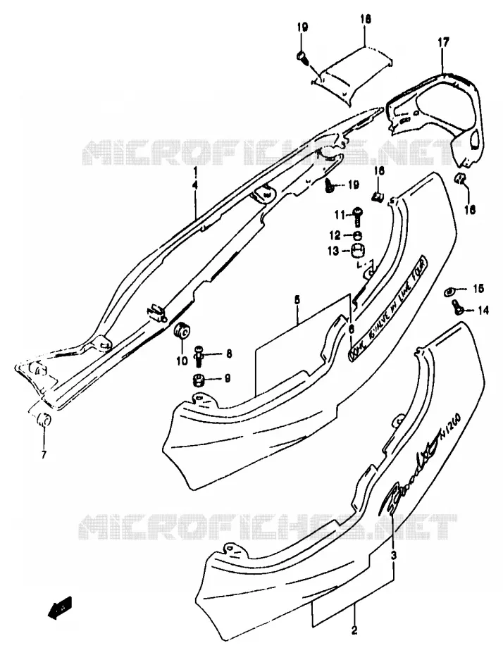 CARENAGES ARRIERE  (GSF1200Y/SY) Suzuki MOTO 1200 BANDIT 2000  GSF1200SAY(T/V/W/X/Y)