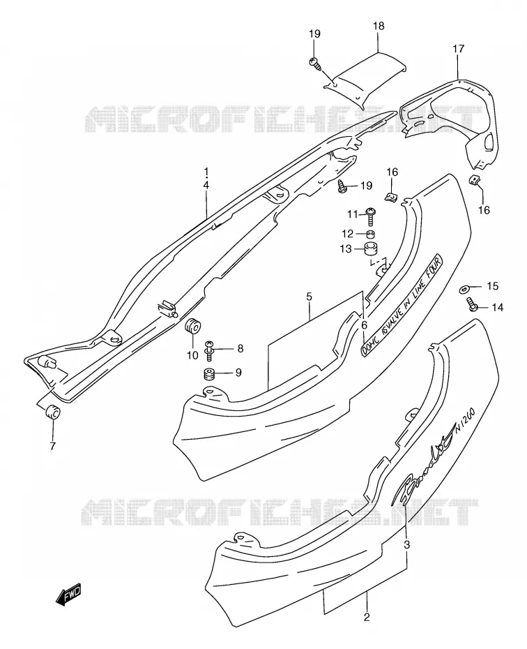 CARENAGES ARRIERE  (GSF1200Y/SY) Suzuki MOTO 1200 BANDIT 2000  GSF1200Y/GSF1200SY/GSF1200SAY