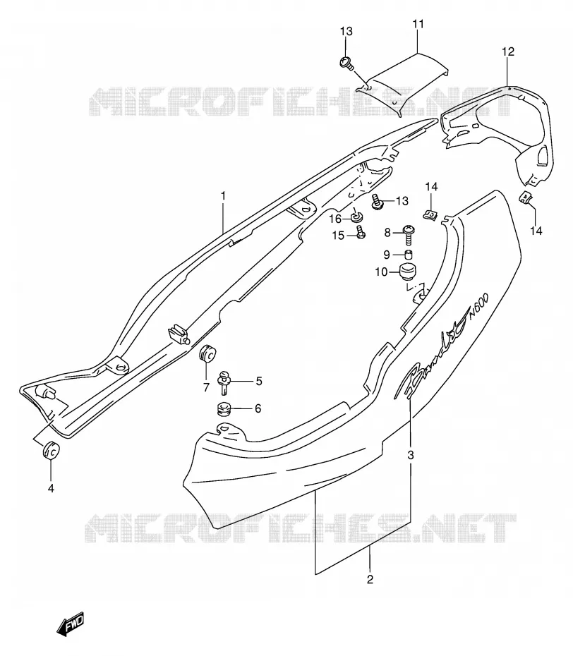 CARENAGES ARRIERE  (GSF600S/US/T/UT/V/UV) Suzuki MOTO 600 BANDIT 1998  GSF600W/GSF600SW/GSF600UW/GSF600SUW
