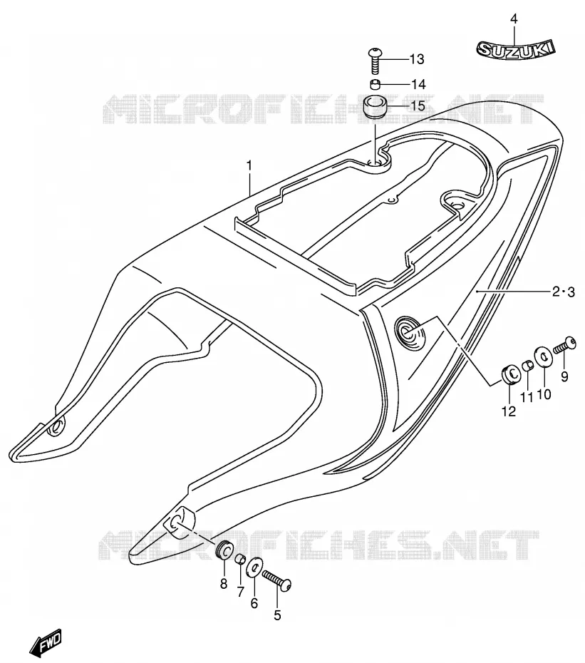 CARENAGES ARRIERE  (GSX-R600ZK3) Suzuki MOTO 600 GSX-R 2002  GSX-R600U1K2(E2)