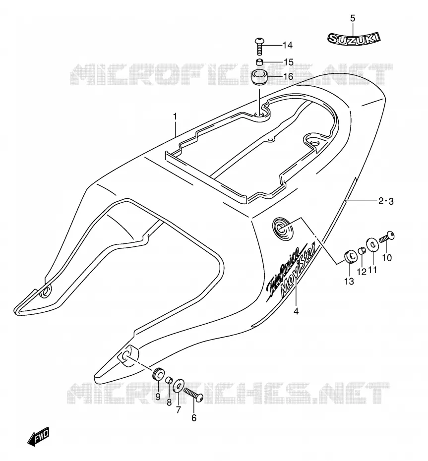 CARENAGES ARRIERE  (MODELE K2 FOR YC2) Suzuki MOTO 600 GSX-R 2003  GSX-R600K3(E2)