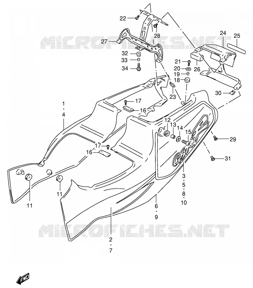 CARENAGES ARRIERE  (MODELE N) Suzuki MOTO 400 GSX-R 1993  GSX-R400RP(E30)