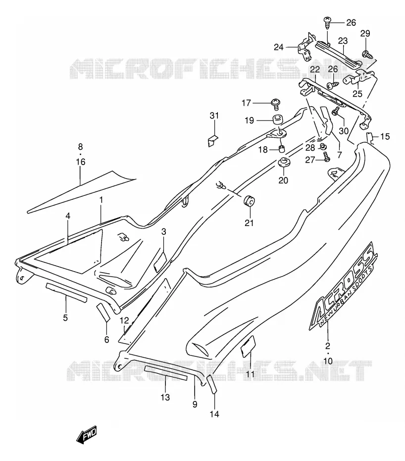 CARENAGES ARRIERE  (MODELE P/R/T) Suzuki MOTO 250 GSX 1993  GSX250FP(E24)