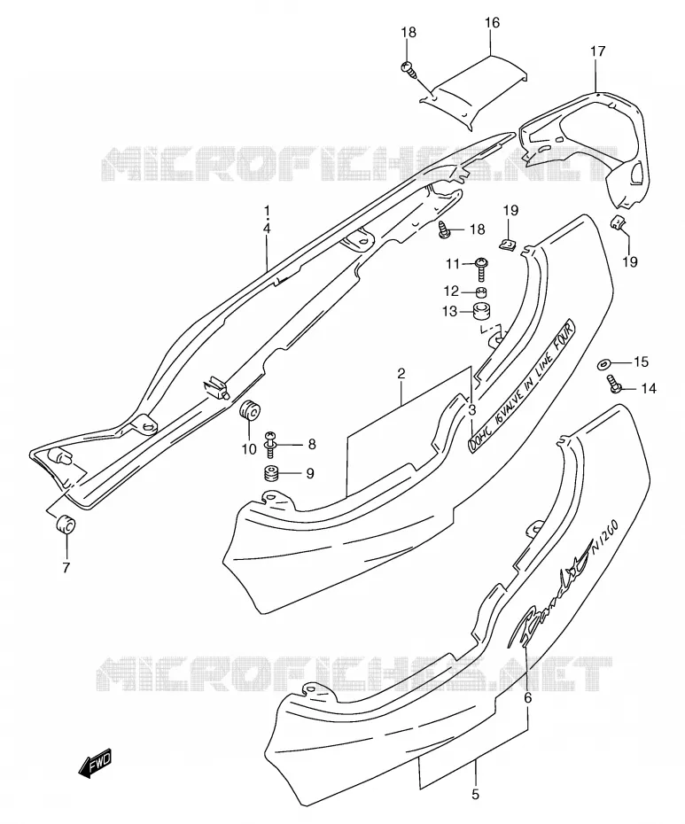 CARENAGES ARRIERE  (MODELE T) Suzuki MOTO 1200 BANDIT 1996  GSF1200ST(E2)