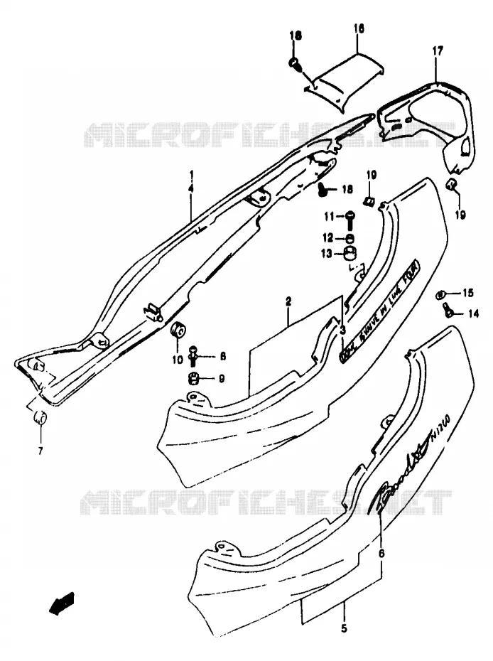 CARENAGES ARRIERE  (MODELE T) Suzuki MOTO 1200 BANDIT 2000  GSF1200SY(T/V/W/X/Y)