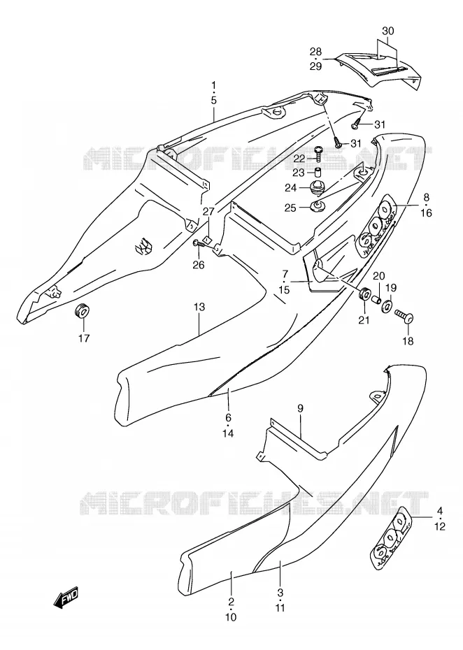 CARENAGES ARRIERE  (MODELE V) Suzuki MOTO 600 GSX-R 1997  GSX-R600V(E2)