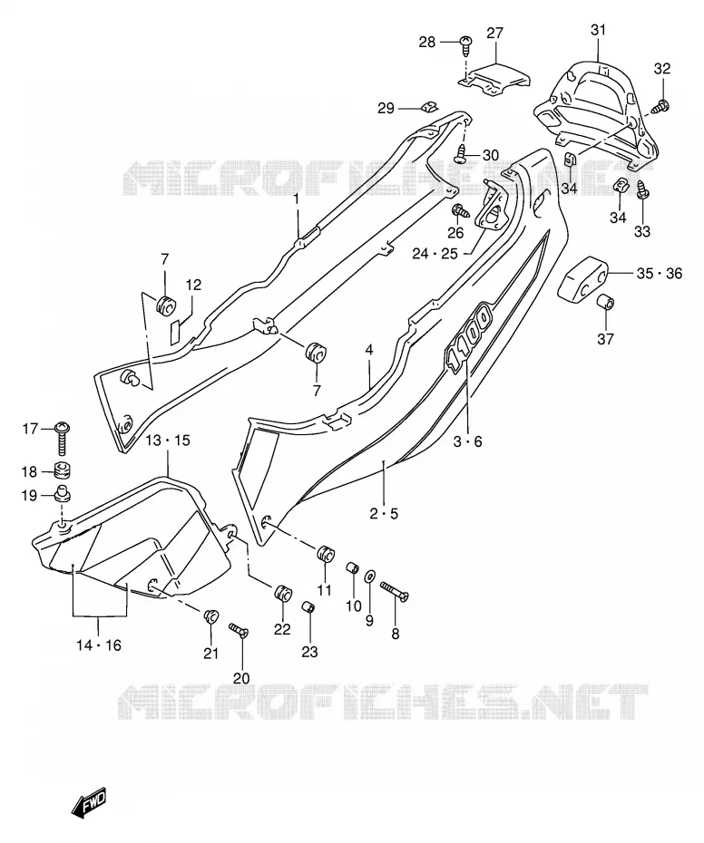 CARENAGES ARRIERE  (MODELE V/W) Suzuki MOTO 1100 GSX-R 1996  GSX-R1100WT(E2)