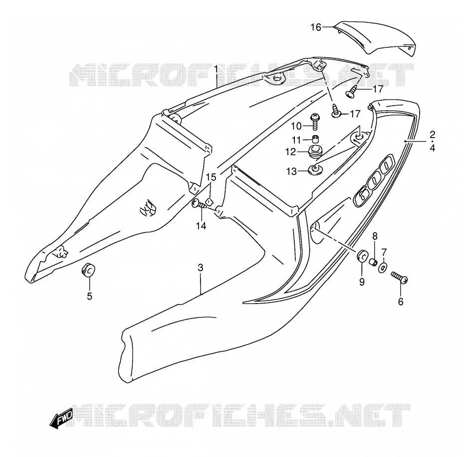 CARENAGES ARRIERE  (MODELE Y FOR BP6) Suzuki MOTO 600 GSX-R 2000  GSX-R600Y(E2)