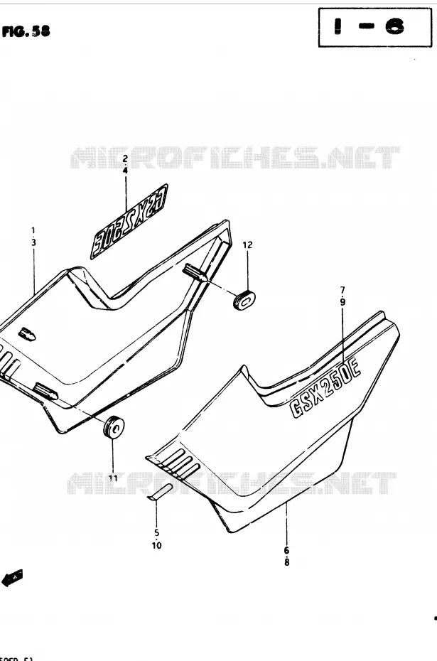 CARENAGES ARRIERE  (MODELE Z) Suzuki MOTO 250 GSX 1982  GSX250SZ(Z/D)