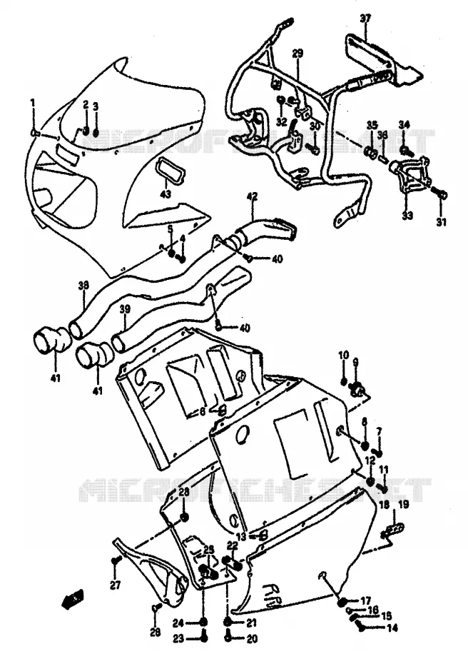 CARENAGES ET SUPPORTS AVANT Suzuki MOTO 1100 GSX-R 1991  GSX-R1100M(M/N)