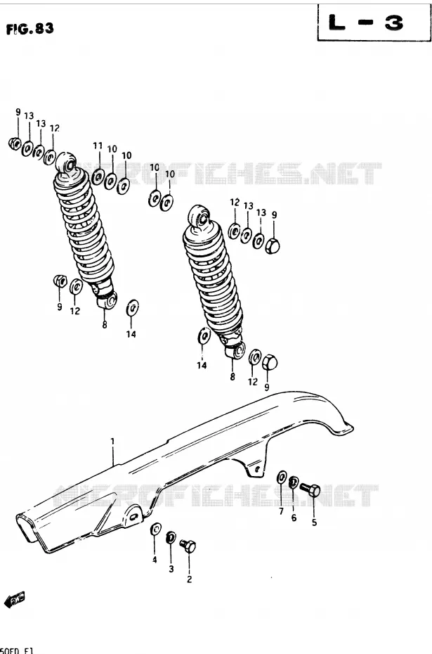 CARTER DE CHAINE - AMORTISSEUR ARRIERE Suzuki MOTO 250 GSX 1983  GSX250ED(Z/D)