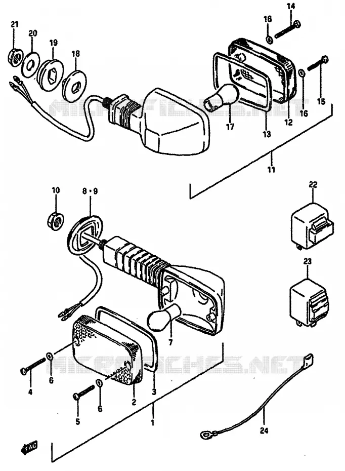 CLIGNOTANTS (E2,4,15,16,17,18,21,22,25,34,39,55) Suzuki MOTO 750 GSX-R 1985  GSX-R750F(F/G/H)