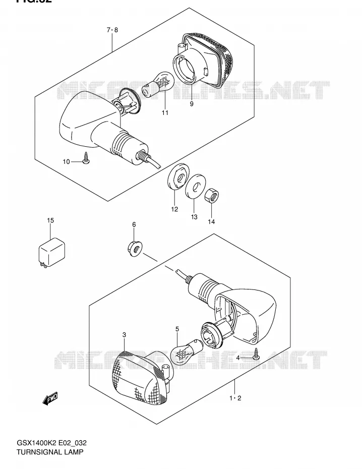 CLIGNOTANTS (E2,E19) Suzuki MOTO 1400 GSX 2002  GSX1400U1K2(E2)