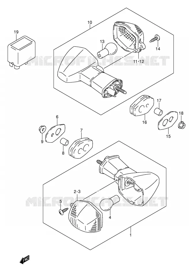 CLIGNOTANTS (MODELE K1) Suzuki MOTO 600 GSX-R 2001  GSX-R600U1K1(E2)