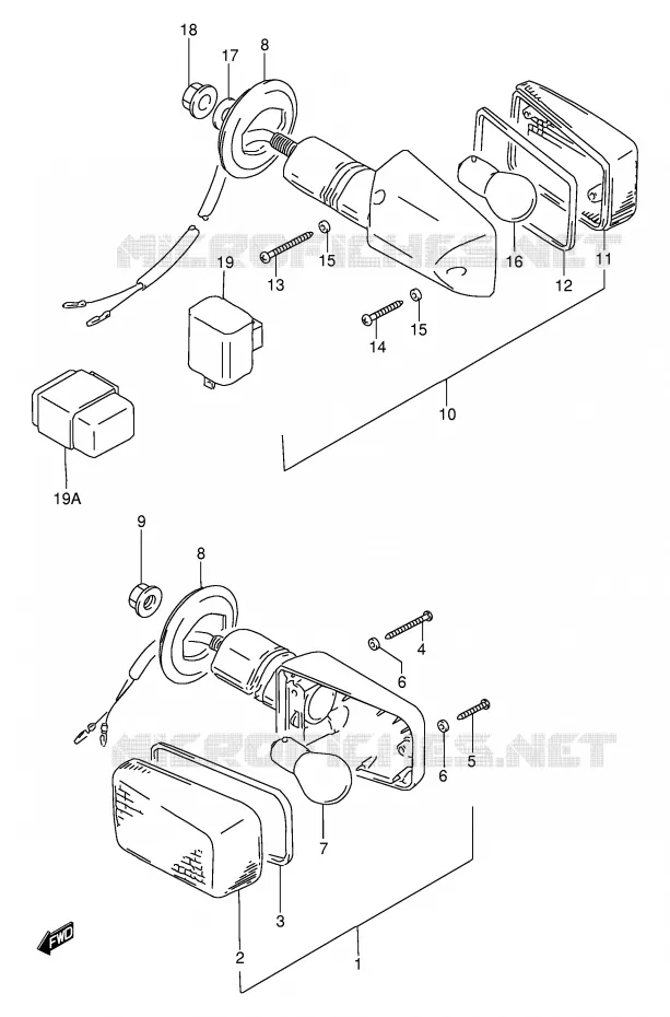 CLIGNOTANTS (MODELE N/P/R/T/V) Suzuki MOTO 250 GSX 1993  GSX250FP(E24)