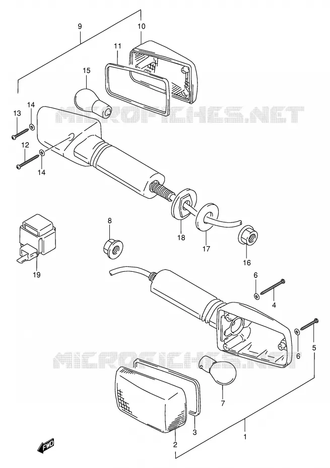 CLIGNOTANTS (MODELE S) Suzuki MOTO 1100 GSX-R 1996  GSX-R1100WSKT(E2)