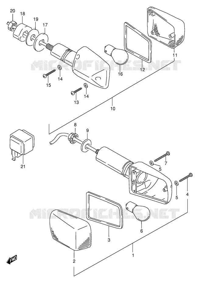 CLIGNOTANTS (MODELE T/V/W/X E17) Suzuki MOTO 600 BANDIT 1996  GSF600SUT(E2)