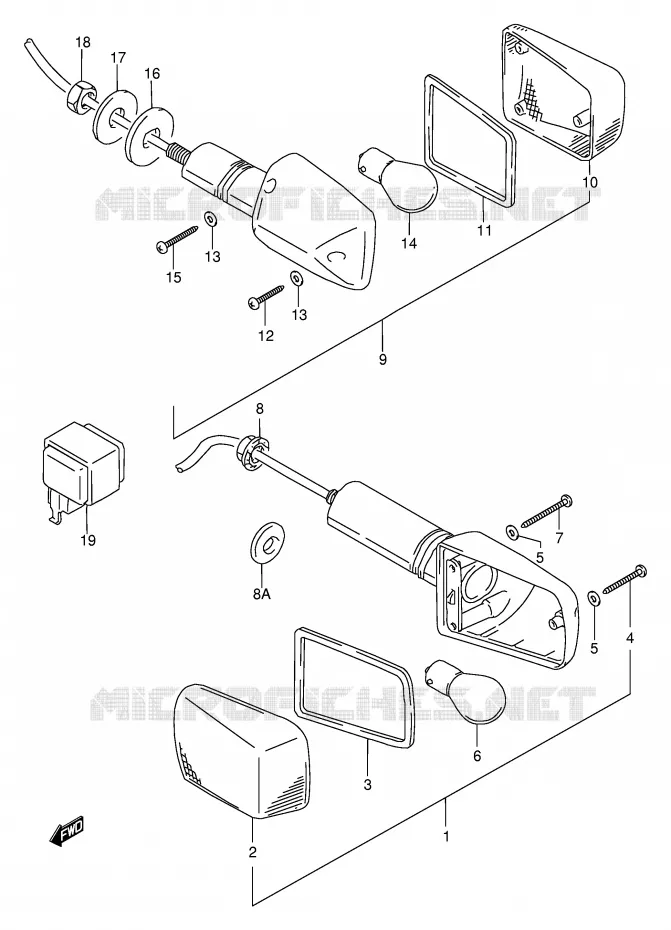 CLIGNOTANTS (MODELE T/V/W/X) Suzuki MOTO 600 BANDIT 1999  GSF600SX(E2)