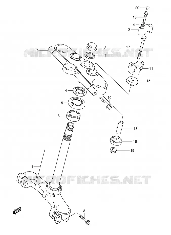 COLONNE DE DIRECTION (GSF1200ST/SV/SW/SX/SY) Suzuki MOTO 1200 BANDIT 1997  GSF1200SV(E28)