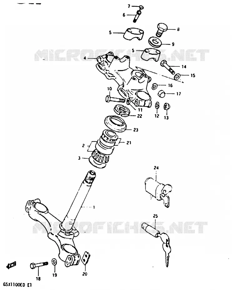 COLONNE DE DIRECTION (GSX1100ESD) Suzuki MOTO 1100 GSX-E 1983  GSX1100ESD(Z/D)