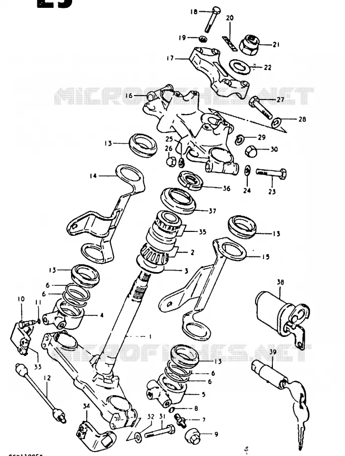 COLONNE DE DIRECTION (GSX1100ET, GSX1100EX) Suzuki MOTO 1100 GSX 1981  GSX1100X(T/X)