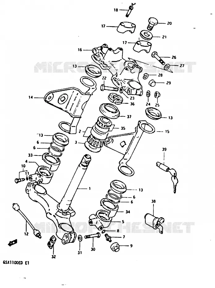 COLONNE DE DIRECTION (GSX1100EZ) Suzuki MOTO 1100 GSX 1983  GSX1100XD(Z/D)