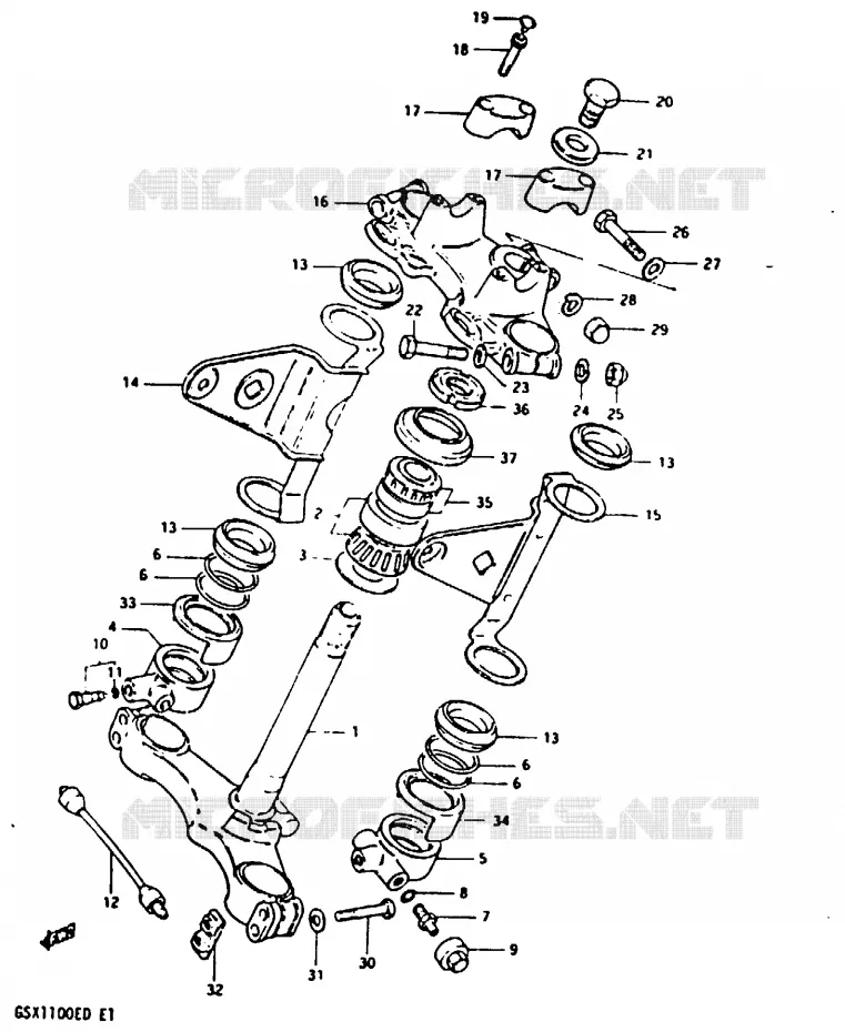 COLONNE DE DIRECTION (GSX1100Z/D/XD) Suzuki MOTO 1100 GSX-E 1983  GSX1100ESD(Z/D)