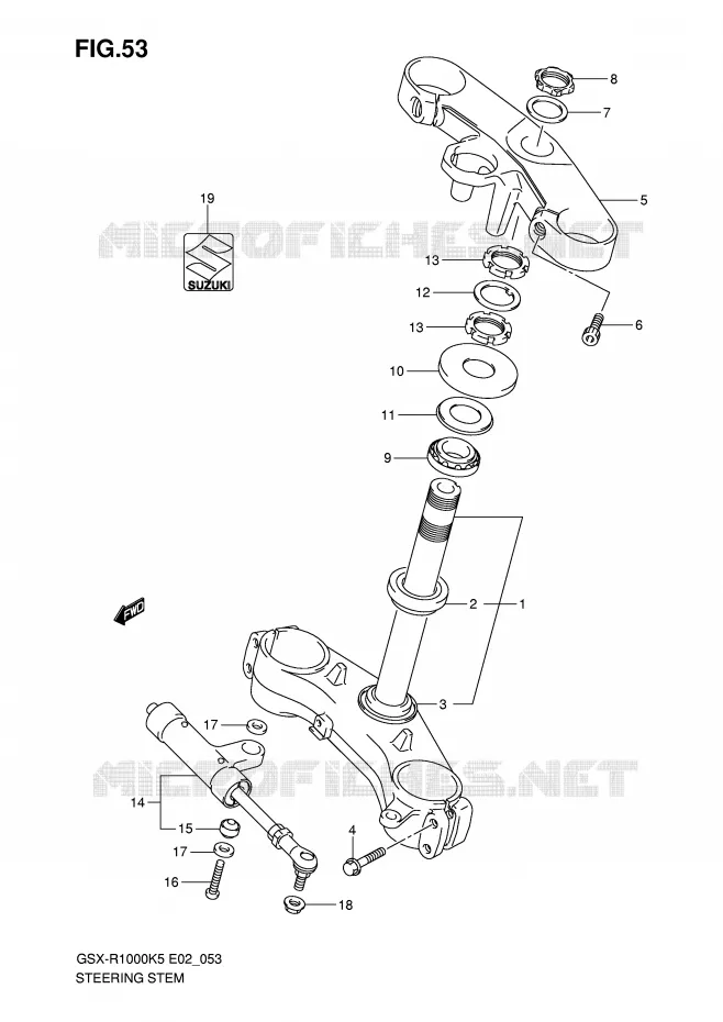 COLONNE DE DIRECTION Suzuki MOTO 1000 GSX-R 2005  GSX-R1000U2K5(E2)