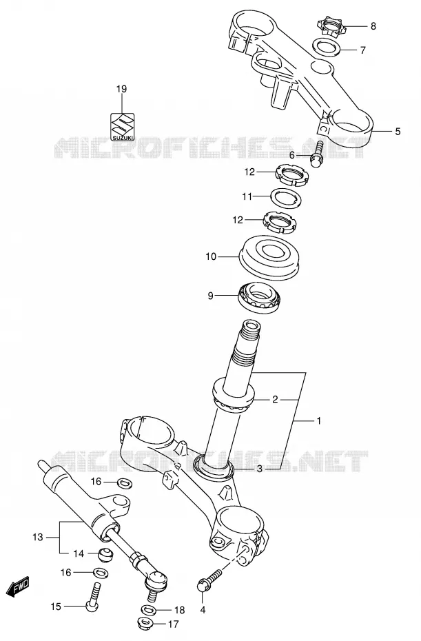 COLONNE DE DIRECTION Suzuki MOTO 600 GSX-R 2002  GSX-R600U1K2(E2)