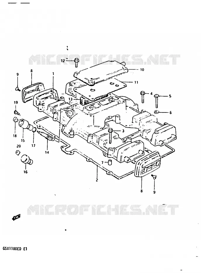 COUVERCLE DE CULASSE (MODELE D) Suzuki MOTO 1100 GSX-E 1983  GSX1100EXD(Z/D)