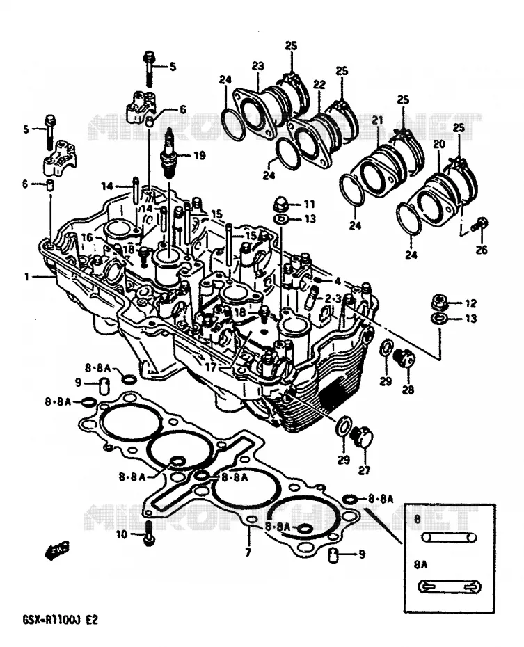 CULASSE Suzuki MOTO 1100 GSX-R 1987  GSX-R1100H(G/H/J)
