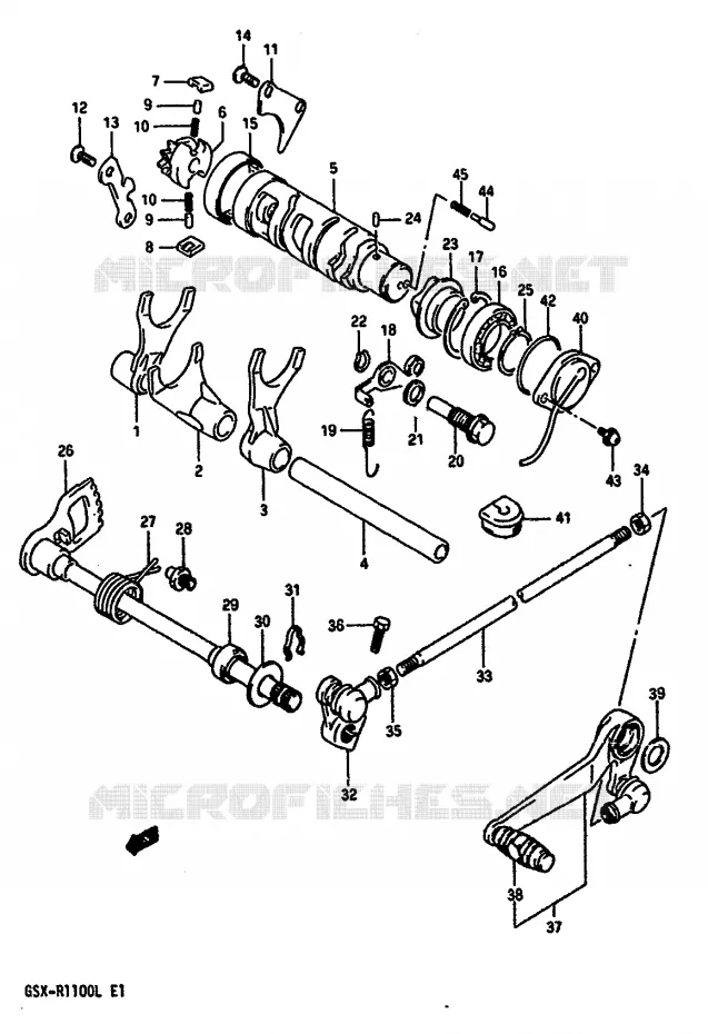 ENSEMBLE DE SELECTION DE VITESSES Suzuki MOTO 1100 GSX-R 1990  GSX-R1100L(K/L)