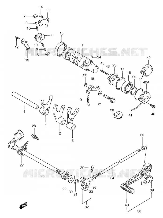 ENSEMBLE DE SELECTION DE VITESSES Suzuki MOTO 1200 BANDIT 1997  GSF1200V(E2)