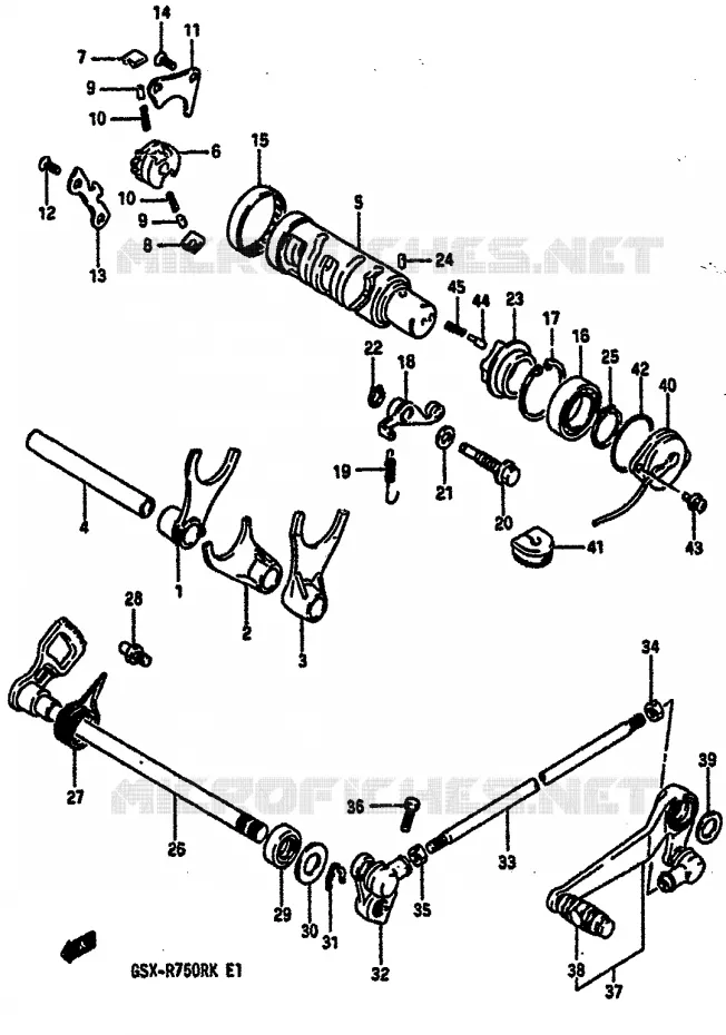 ENSEMBLE DE SELECTION DE VITESSES Suzuki MOTO 750 GSX-R 1989  GSX-R750RK