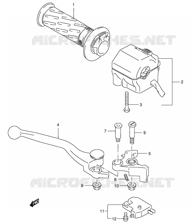 ENSEMBLE LEVIER - COMMODO DROIT Suzuki MOTO 400 GSX-R 1990  GSX-R400RFL(E30)