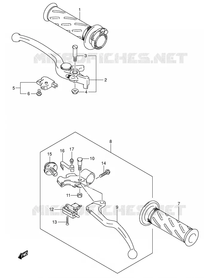 ENSEMBLE LEVIERS - POIGNEES Suzuki MOTO 1000 GSX-R 2004  GSX-R1000U2K4(E2)