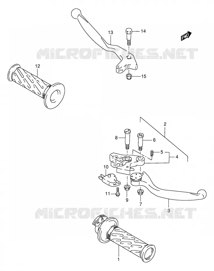 ENSEMBLE LEVIERS - POIGNEES Suzuki MOTO 1100 GSX-R 1996  GSX-R1100WT(E2)