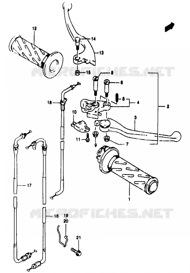 ENSEMBLE LEVIERS - POIGNEES Suzuki MOTO 1200 BANDIT 1998  GSF1200W(T/V/W/X/Y)
