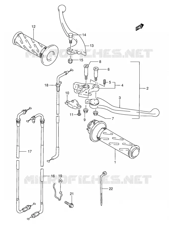 ENSEMBLE LEVIERS - POIGNEES Suzuki MOTO 1200 BANDIT 2000  GSF1200SY(E28)