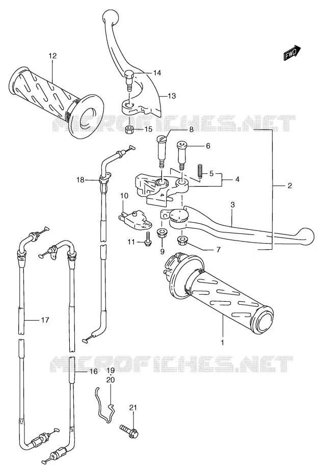 ENSEMBLE LEVIERS - POIGNEES Suzuki MOTO 1200 BANDIT 2000  GSF1200Y/GSF1200SY/GSF1200SAY