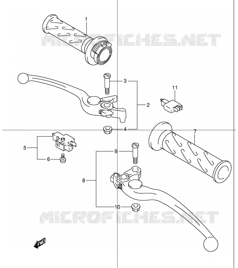 ENSEMBLE LEVIERS - POIGNEES Suzuki MOTO 1200 BANDIT 2002  GSF1200K2(E2)