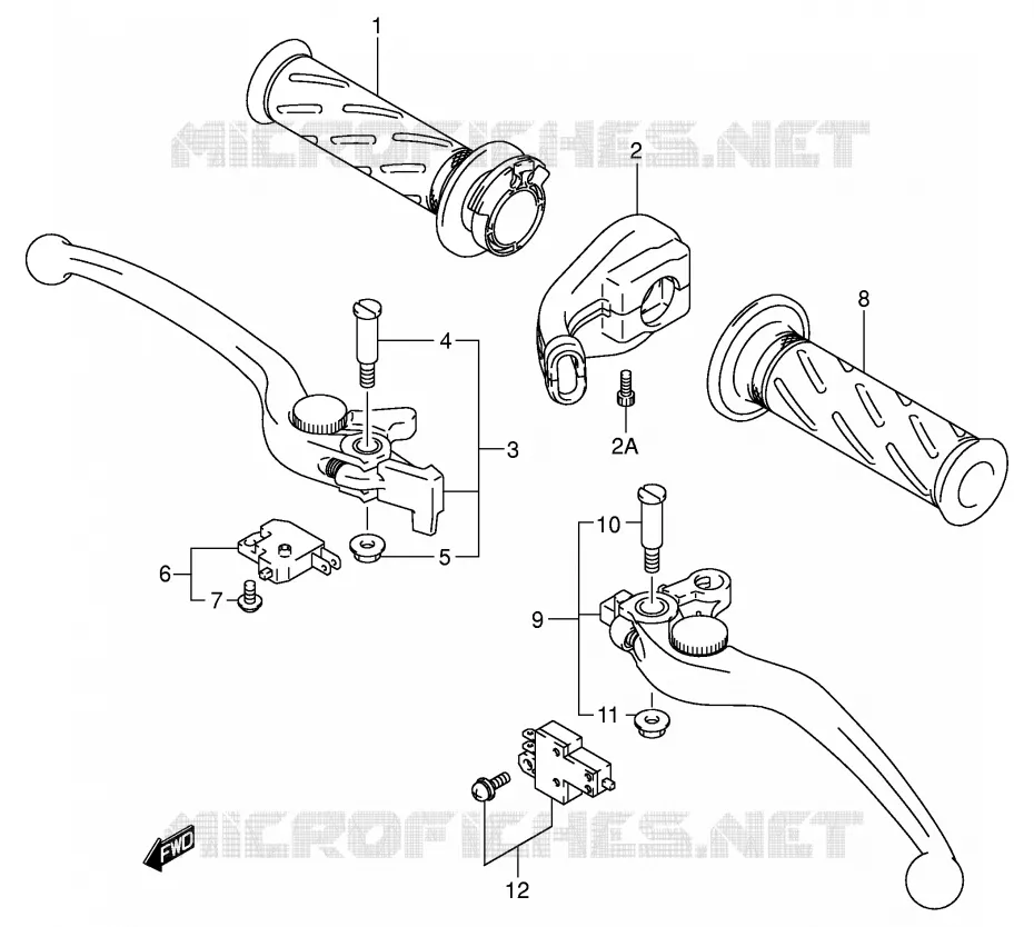 ENSEMBLE LEVIERS - POIGNEES Suzuki MOTO 1400 GSX 2002  GSX1400K2(E2)