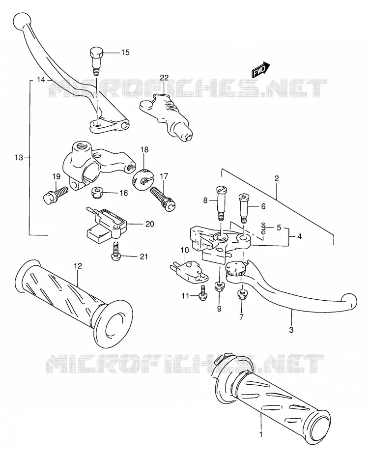 ENSEMBLE LEVIERS - POIGNEES Suzuki MOTO 250 BANDIT 2000  GSF250VY(E24)