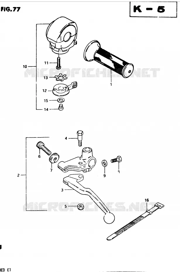ENSEMBLE POIGNEE GAUCHE (MODELE D) Suzuki MOTO 250 GSX 1982  GSX250SZ(Z/D)