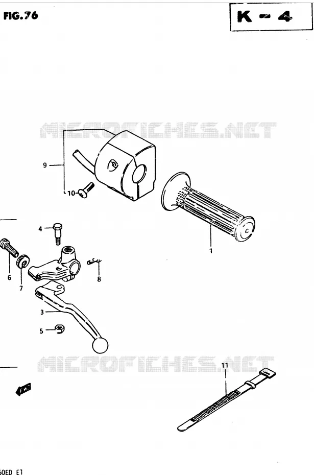 ENSEMBLE POIGNEE GAUCHE (MODELE Z) Suzuki MOTO 250 GSX 1982  GSX250EZ(Z/D)