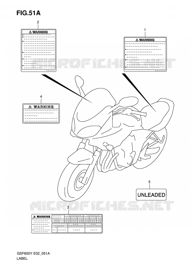 ETIQUETTE (MODELE K1) Suzuki MOTO 600 BANDIT 2003  GSF600UK3(E2)