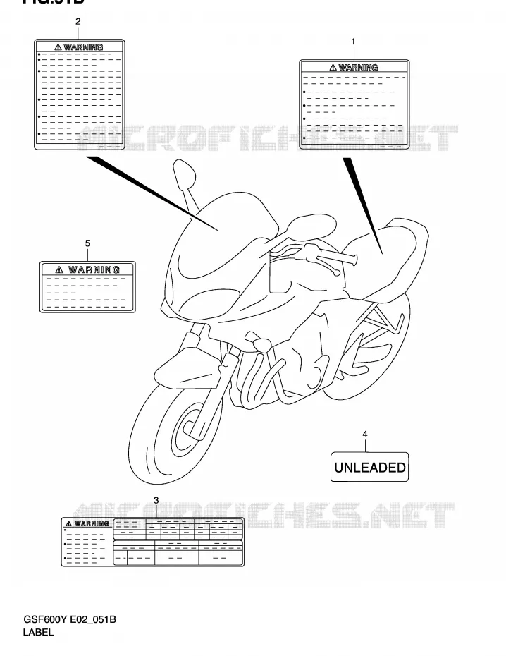 ETIQUETTE (MODELE K2) Suzuki MOTO 600 BANDIT 2002  GSF600K2(E2)